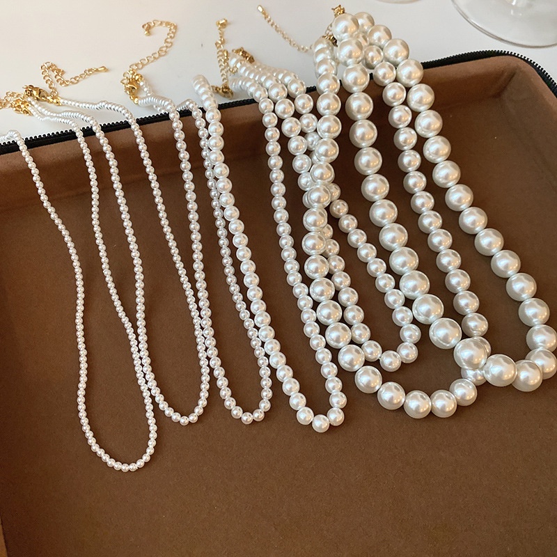 เดรช อารมณ์ฝรั่งเศสมุกเทียมสร้อยคอเรขาคณิตแฟชั่นโซ่กระดูกไหปลาร้าระดับไฮเอนด์ที่เรียบง่าย