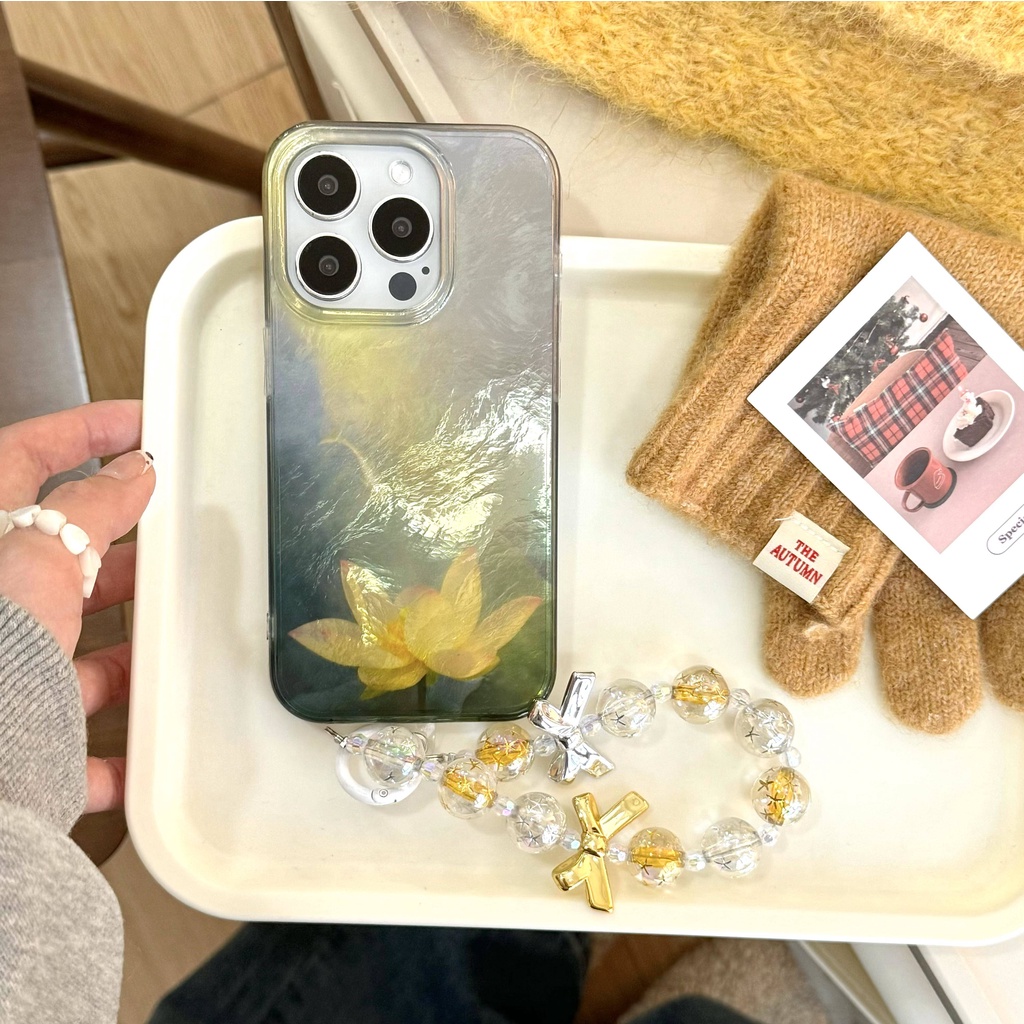 เคสไอโฟน  เคสไอโฟน 13 เคสไอโฟน11 ลายดอกบัวทอง TPU กันกระแทก ทนทาน รองรับ iPhone 13-16 Pro Max