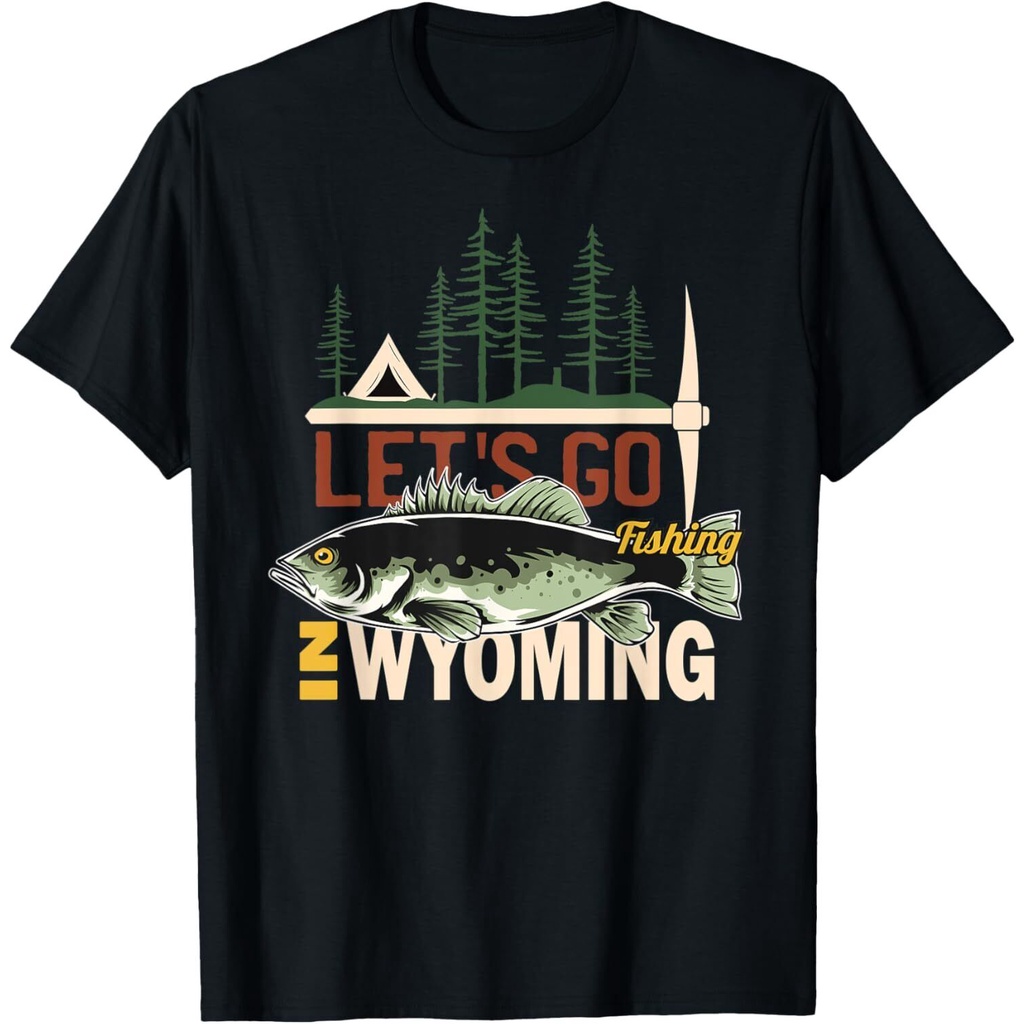 Camping Fishing In Wyoming - เสื้อยืดตกปลา Nature Wyoming