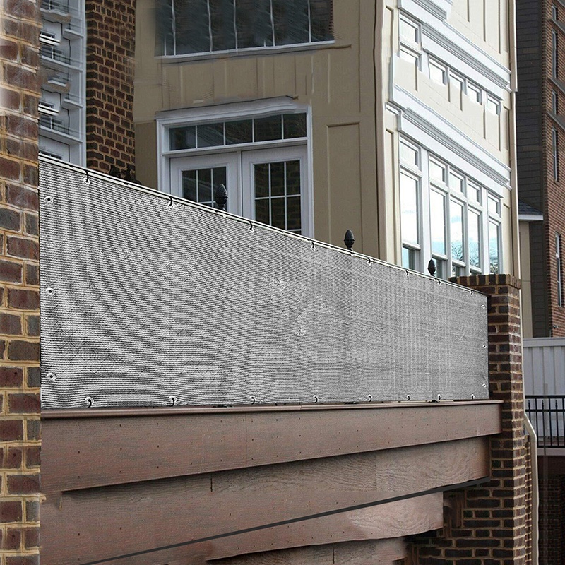 รั้วบังแดดสีเทาสุทธิกันลมป้องกันริ้วรอยแห่งวัยความเป็นส่วนตัวหนักตาข่ายสวนระเบียง + เชือกฟรี