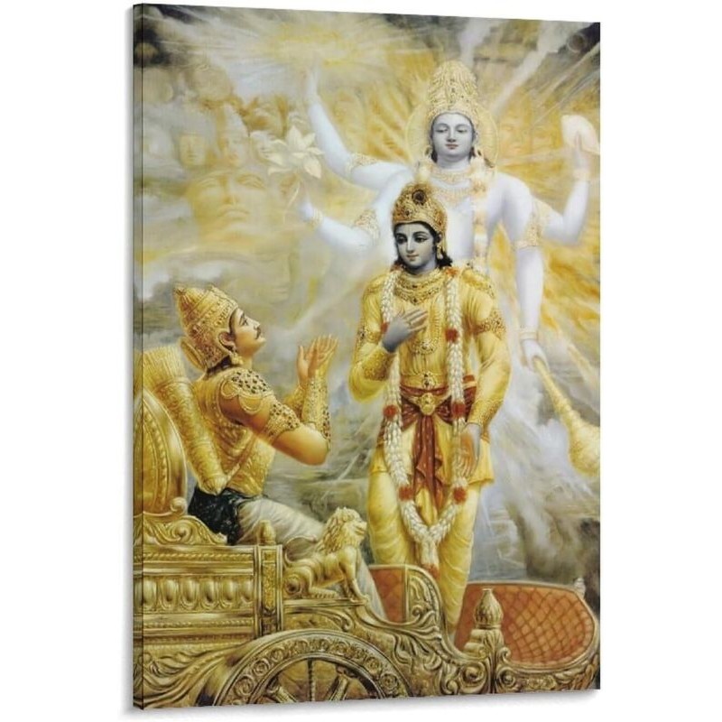 Lord Shri Krishna พร้อมโปสเตอร์เทพนิยายศาสนา Arjun Mahaharat Hidino Art