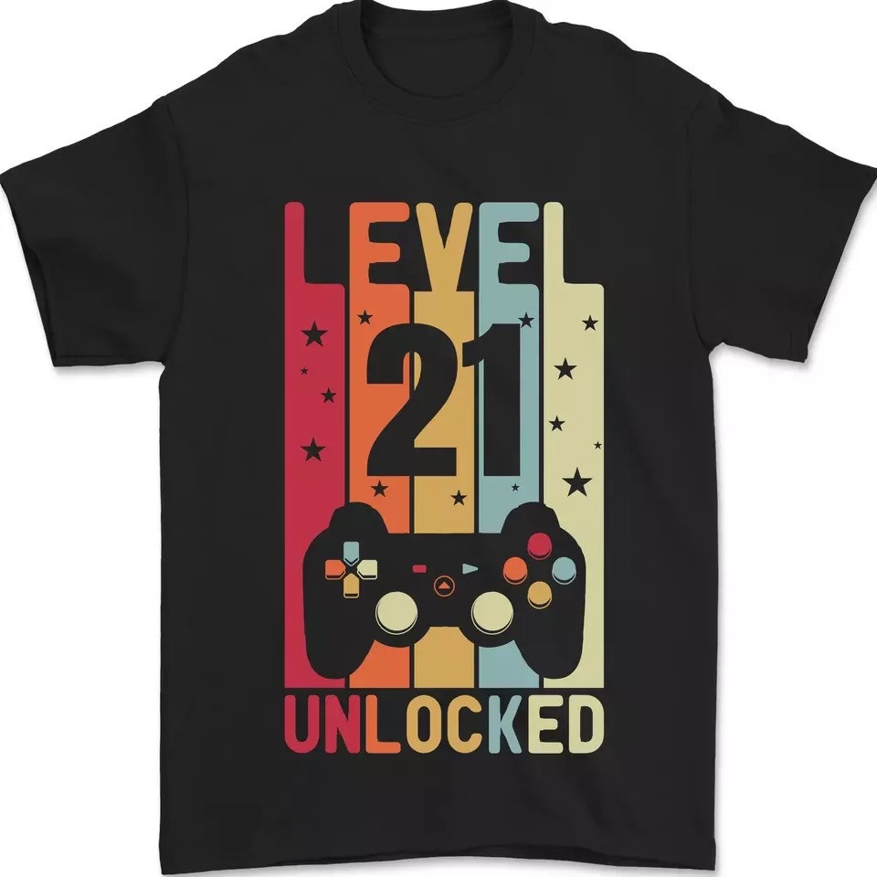 21St Birthday 21 Year Old Level Up Gaming Mens T-Shirt