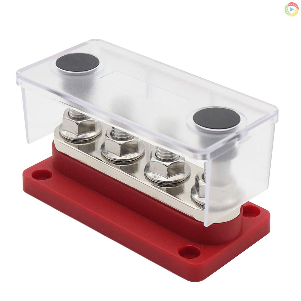 300a Power Distribution Block Bus Bar 4 x 3/8 48V DC Busbar กล่องฝาครอบโปร่งใส Moto-414