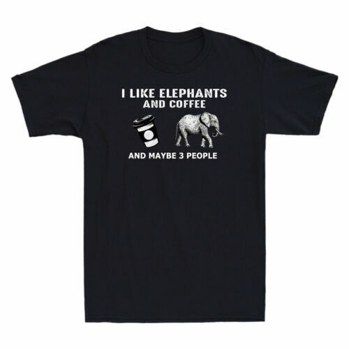 I Like Elephants And Coffee And Maybe 3 People Vintage Mens T-Shirt Cotton Tee