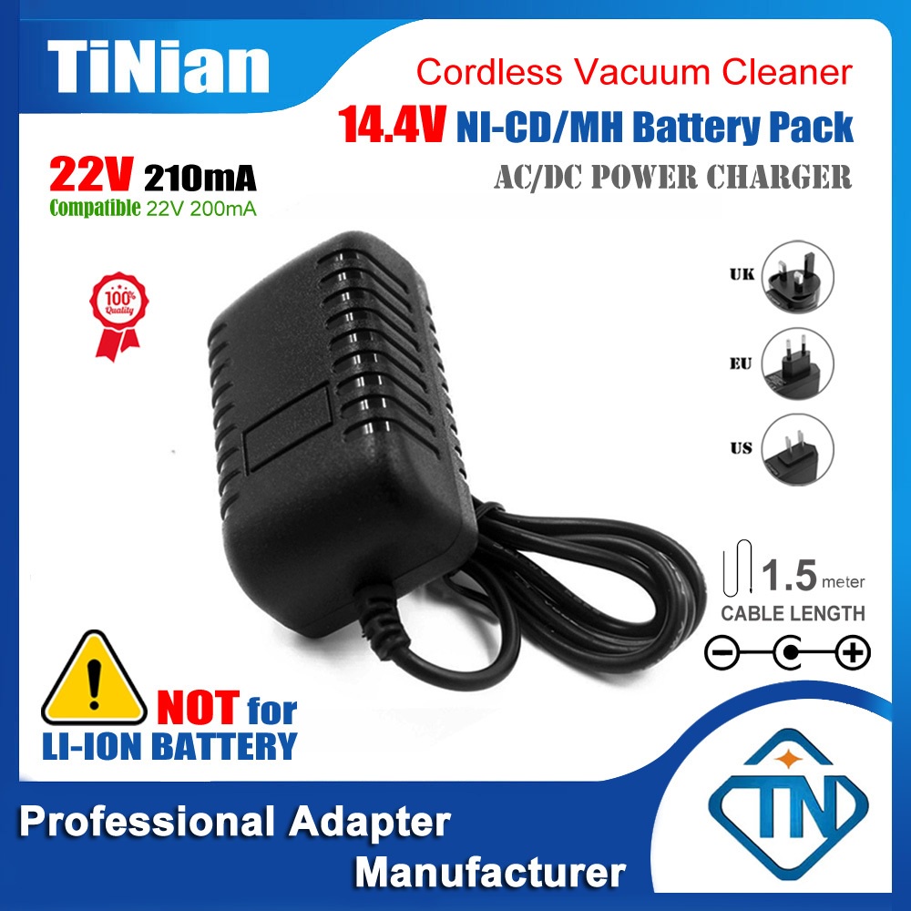 22V 210mA 200mA 0.2A AC/DC Adapter Charger เหมาะสําหรับ BHN14090 VXAS021V14 14.4V NI-CD/MH Robert เครื่องดูดฝุ่นไร้สายแบบใช้มือถือ