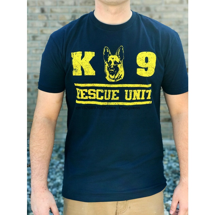 K9 Rescue Unit T-Shirt ทหาร FBI CIA และ.fireman German Shepherd ผ้าฝ้าย