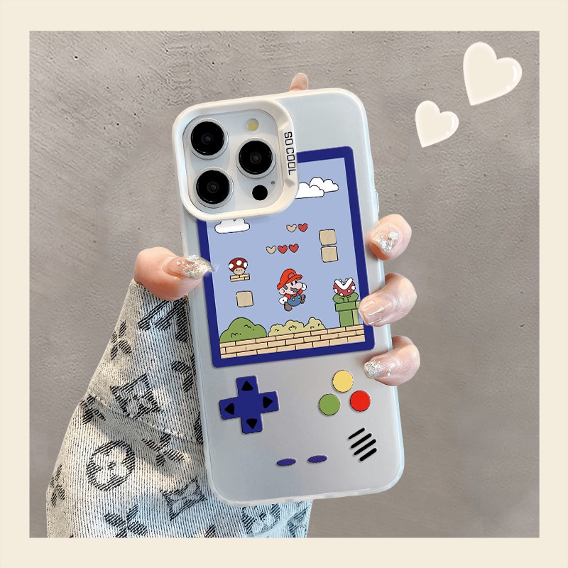 เคสเกมมาริโอสำหรับ iPhone 16 16E 15 14 13 12 11 Pro Plus Max X XR Xs Max พิมพ์ขอบแบบรวมทุกอย่าง เคสกันกระแทกกล้อง