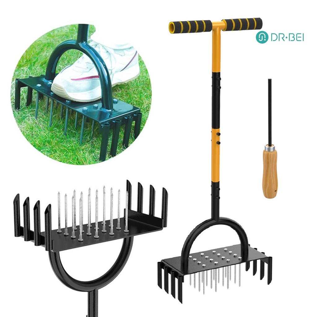 Dr.bei 2-in-1 เครื่องเติมอากาศสนามหญ้าคู่มือดิน Aerating เครื่องมือ Spikes และ Coring Tines หญ้า Coring Aerator Spike สําหรับ Yard Health สนามหญ้า Care