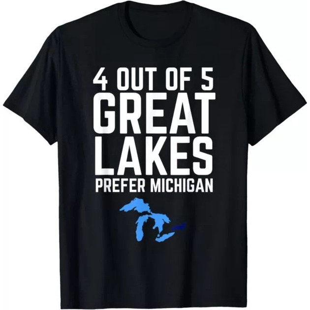 4 Out Of 5 Great Lakes Prefer Michigan เสื้อยืดแฟชั่นตลกสําหรับผู้ชาย