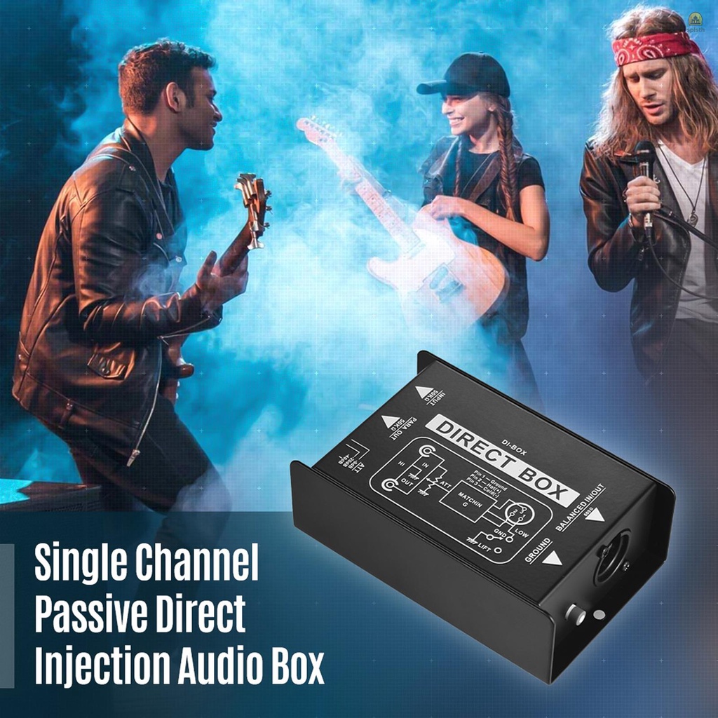 Professional Single Channel Passive DI-Box Direct ฉีดกล่องเสียง Balanced & Unbalance สัญญาณ Converter พร้อมอินเทอร์เฟซ XLR TRS สําหรับกีตาร์ไฟฟ้าเบส Live Performance