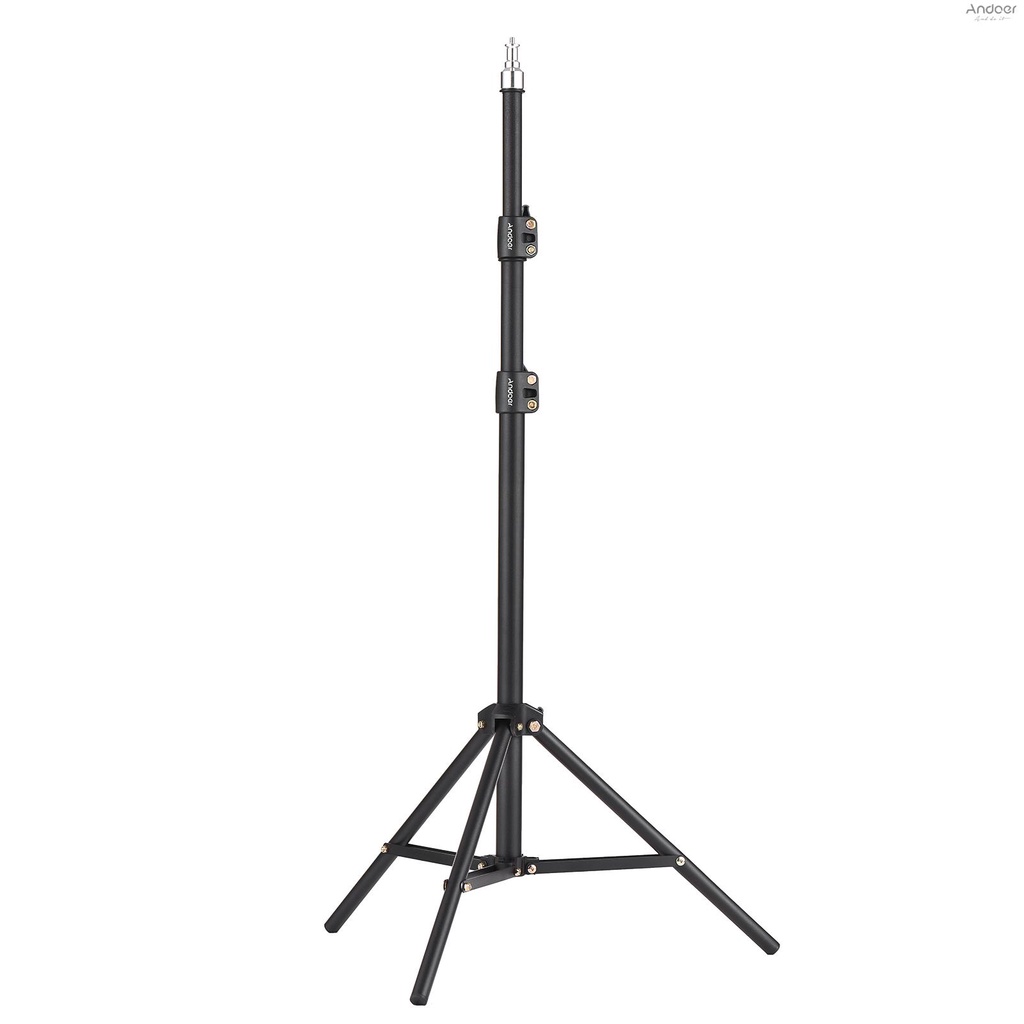 Andoer 160 ซม./63in ขาตั้งไฟโลหะแบบพกพา Heavy Duty ปรับการถ่ายภาพขาตั้งกล้อง 1/4 นิ้วสกรูสําหรับสตูด