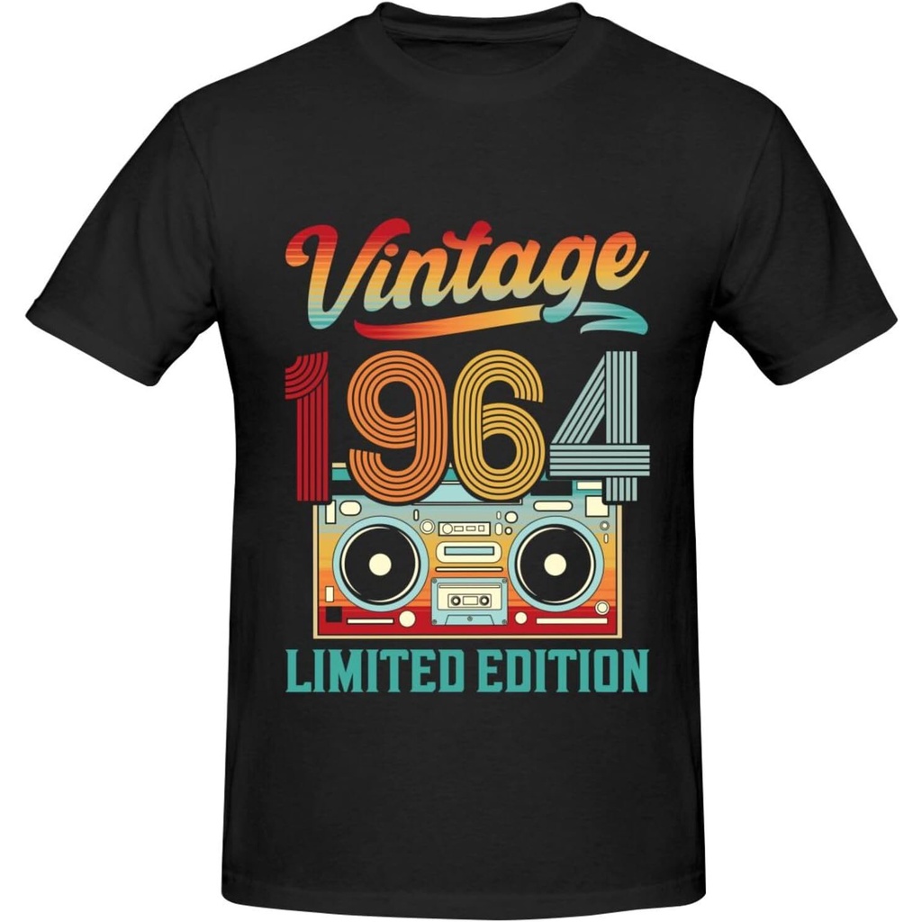 เสื้อยืดผ้าฝ้ายผู้ชาย Limited Edition 1964 เสื้อสําหรับผู้ชาย, ผ้าฝ้ายตลก Vintage 61th Birthday เสื้