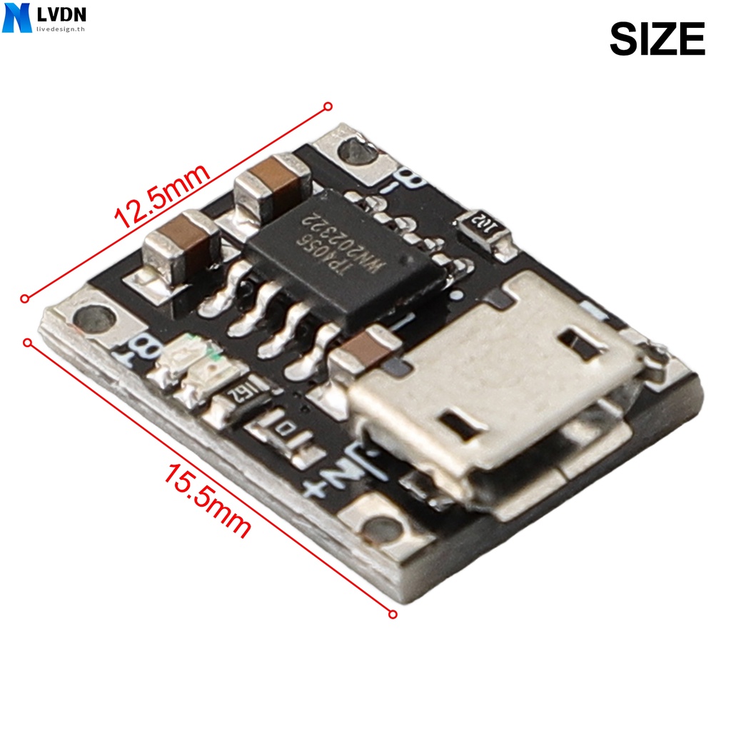 1s 3.7V Cell Lipo Lithium Li-ion Battery USB Charger Module ชาร์จ DIY [ livedesign ]