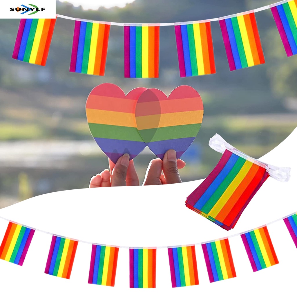 SUNYLF HOT2 ชิ้น Pride สําหรับ Rainbow Flag Banner Pride แบนเนอร์ 40 ธงตกแต่ง