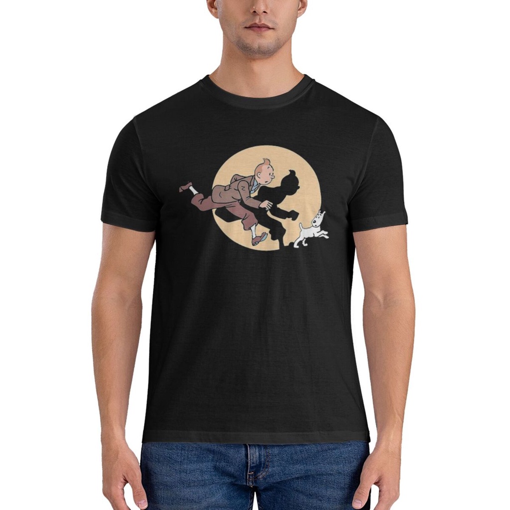 Tintin และ Snowy Tin Tin Adventure ขายส่งเสื้อยืดผู้ชายทําจากผ้าฝ้าย 100%