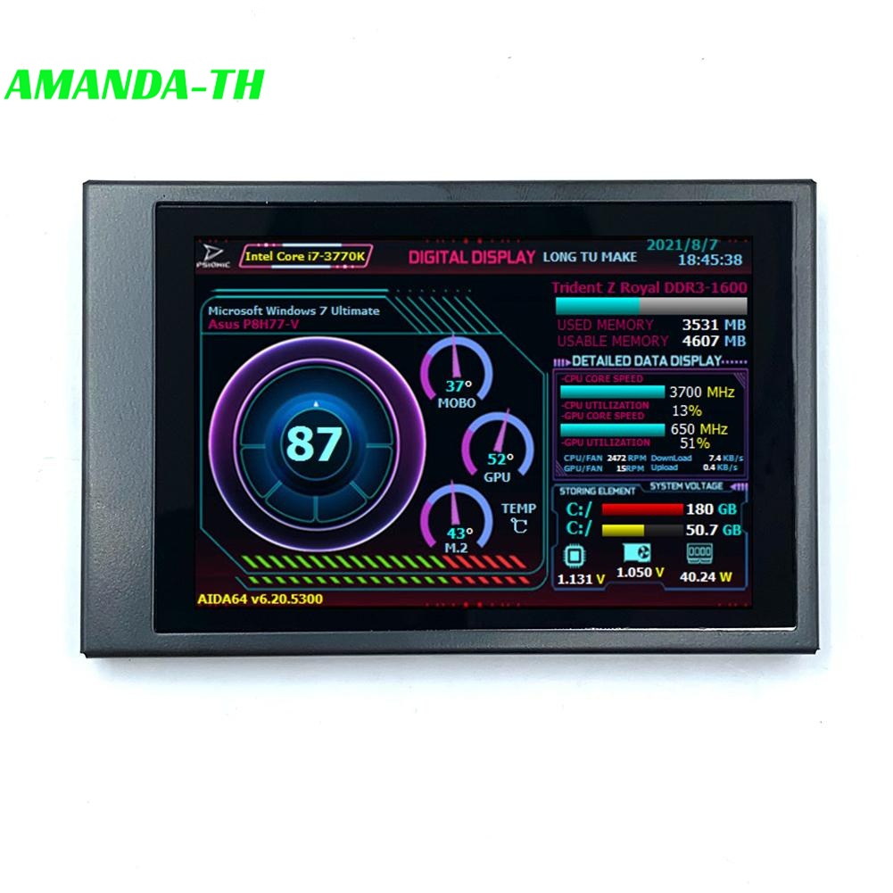 (AMANDA) จอแสดงผล IPS ขนาด 3.5 นิ้ว การหมุนแนวนอนและแนวตั้ง เข้ากันได้กับ AIDA64 (APRIL)