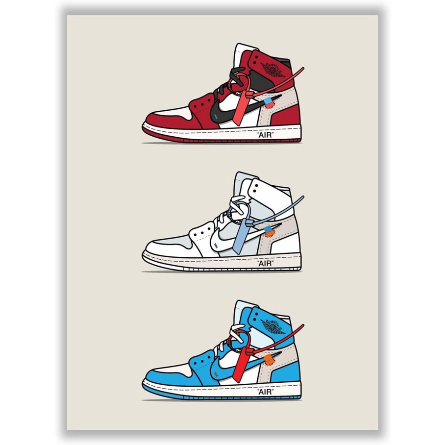 โปสเตอร์รองเท้าผ้าใบ Air Jordan (12×16 นิ้ว) Unframed – Cool AJ Wall Art สําหรับเด็กวัยรุ่น, คอลเลกชันรองเท้าผ้าใบ Michael Jordan, รองเท้ายิมตกแต่งโปสเตอร์ทางเดิน – โปรปัง