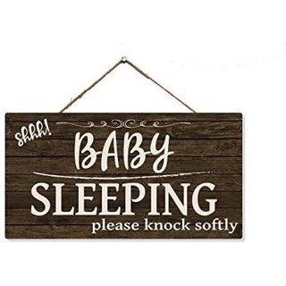 ไม้ที่สมบูรณ์แบบ Baby Sleeping Dont Knock อย่า Disturb ป้ายไม้ตกแต่งประตู Napping ตกแต่งบ้านแขวนผนัง