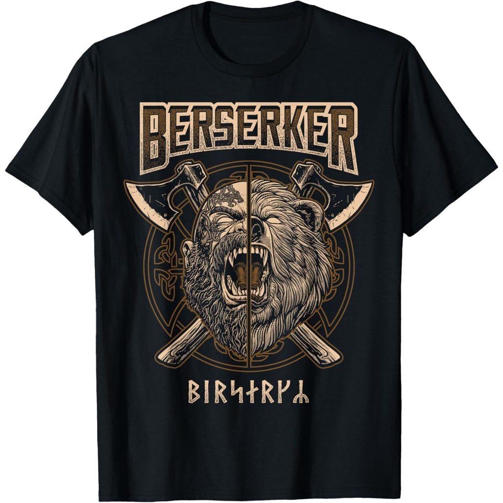 เสื้อยืด Berserk Vikinger Nose Pagan Bear Warrior
