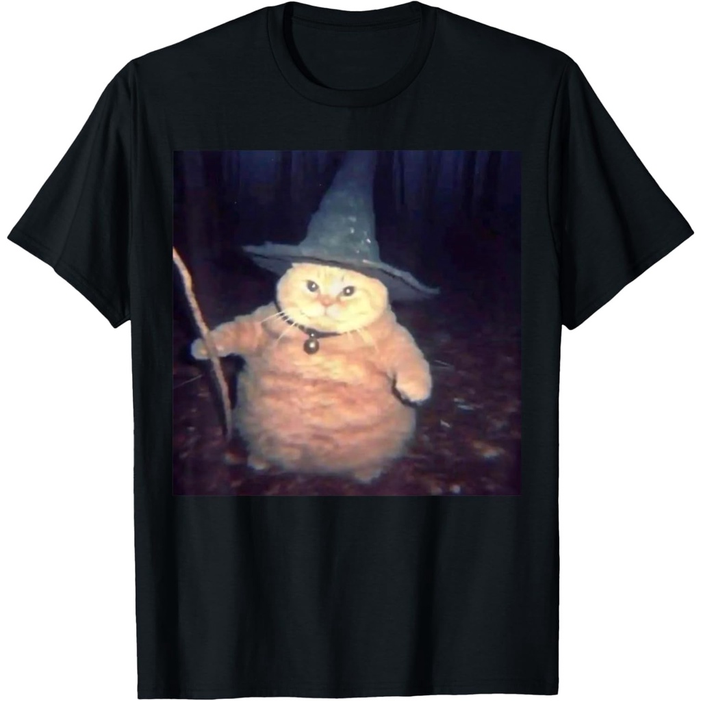 เสื้อยืด Wizard Cat Halloween Cat Meme