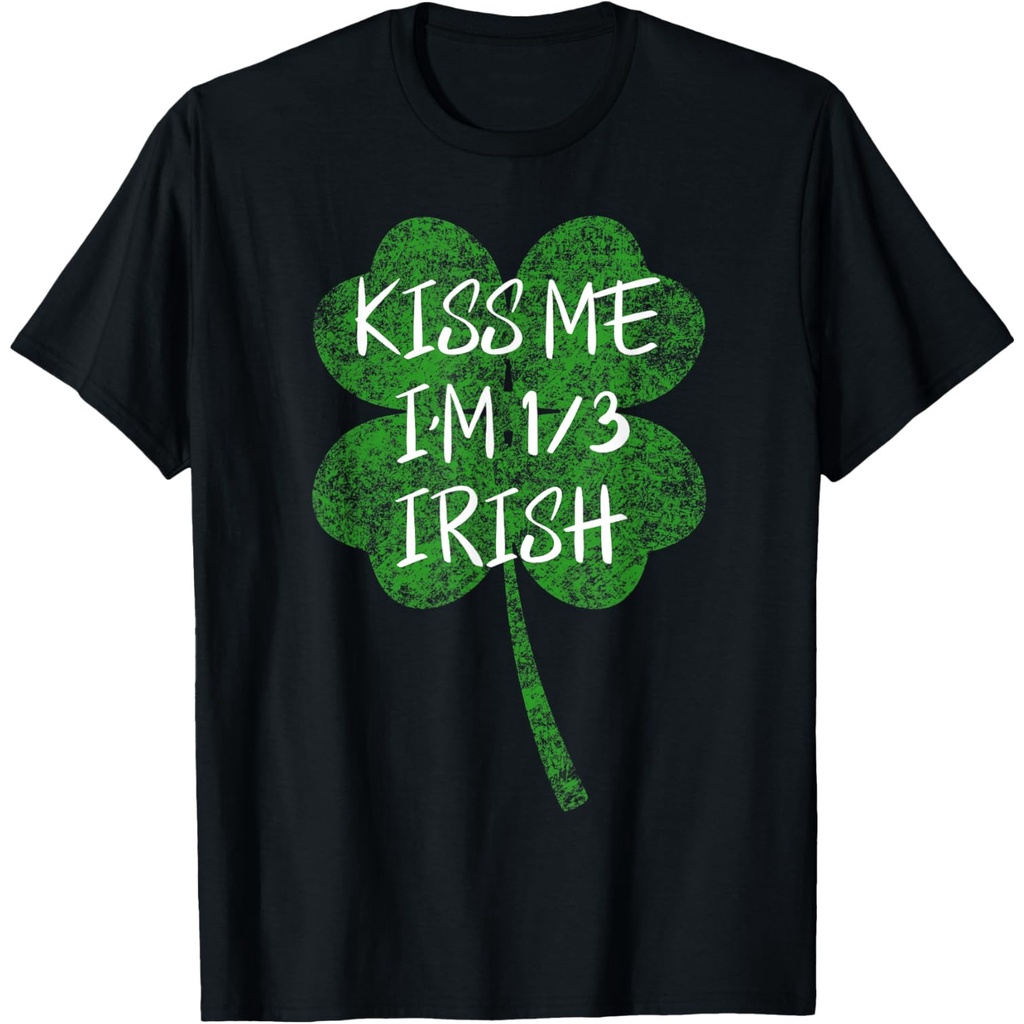 เสื้อยืด St PatrickS Day Lucky Shamrock Kiss Me 1\/3 ไอริช