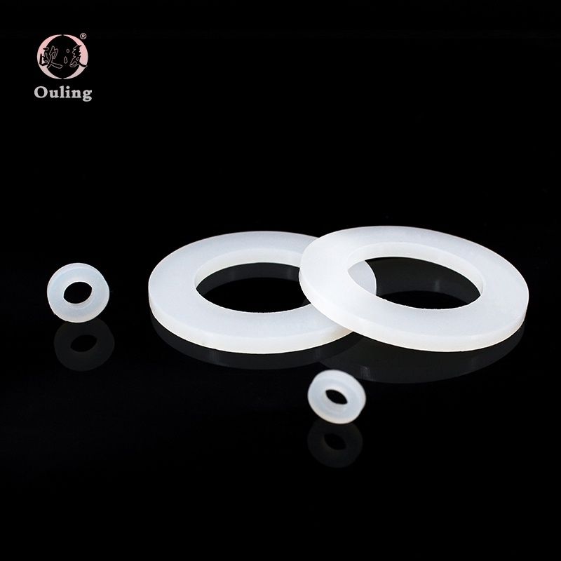 Ouling VMQ H3mm แหวนรองปะเก็นแบน M4-M42 แหวนซีลยางซิลิโคนสีขาว