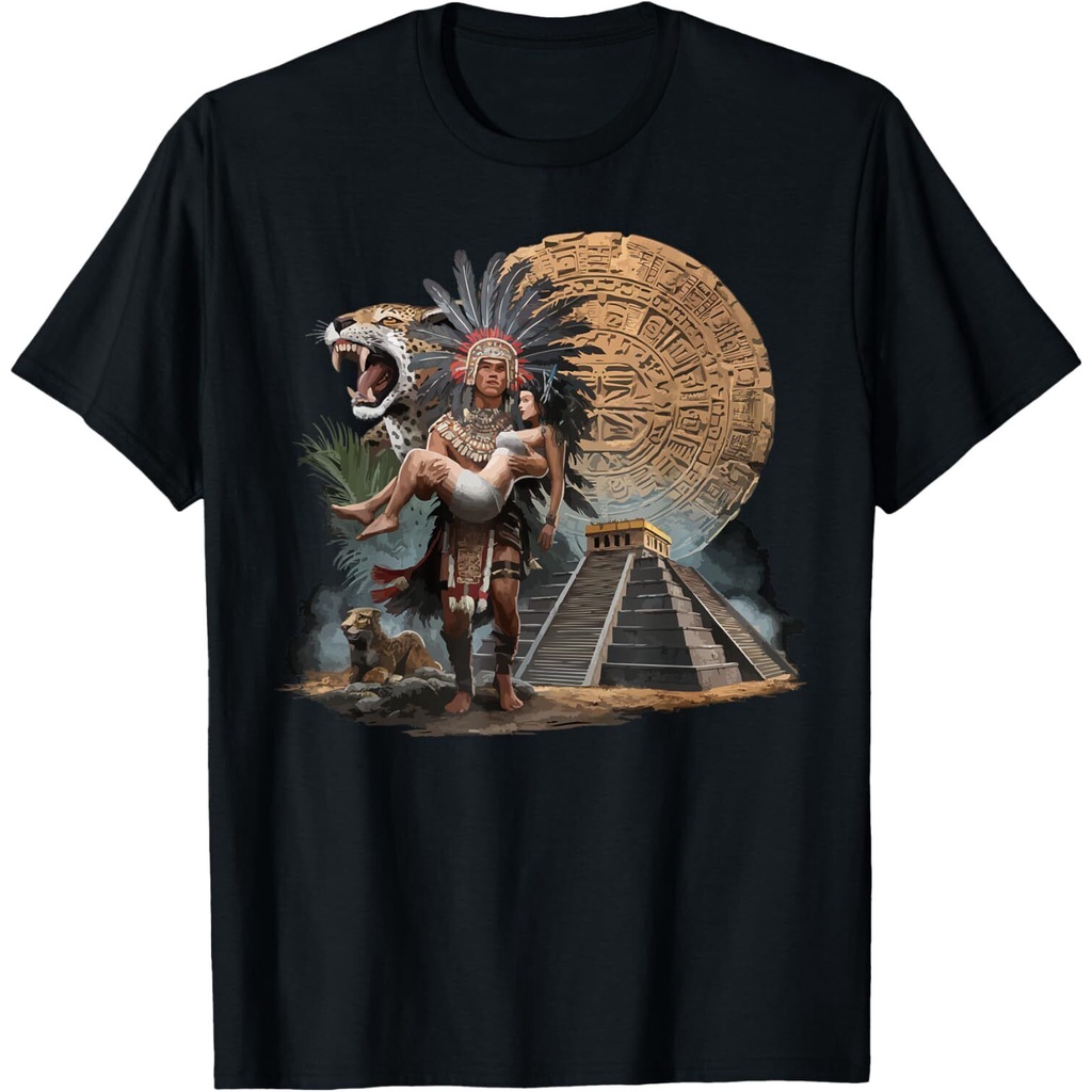 เสื้อยืด Aztec Warrior Mayan Indigenous Mexican Aztec Jaguar