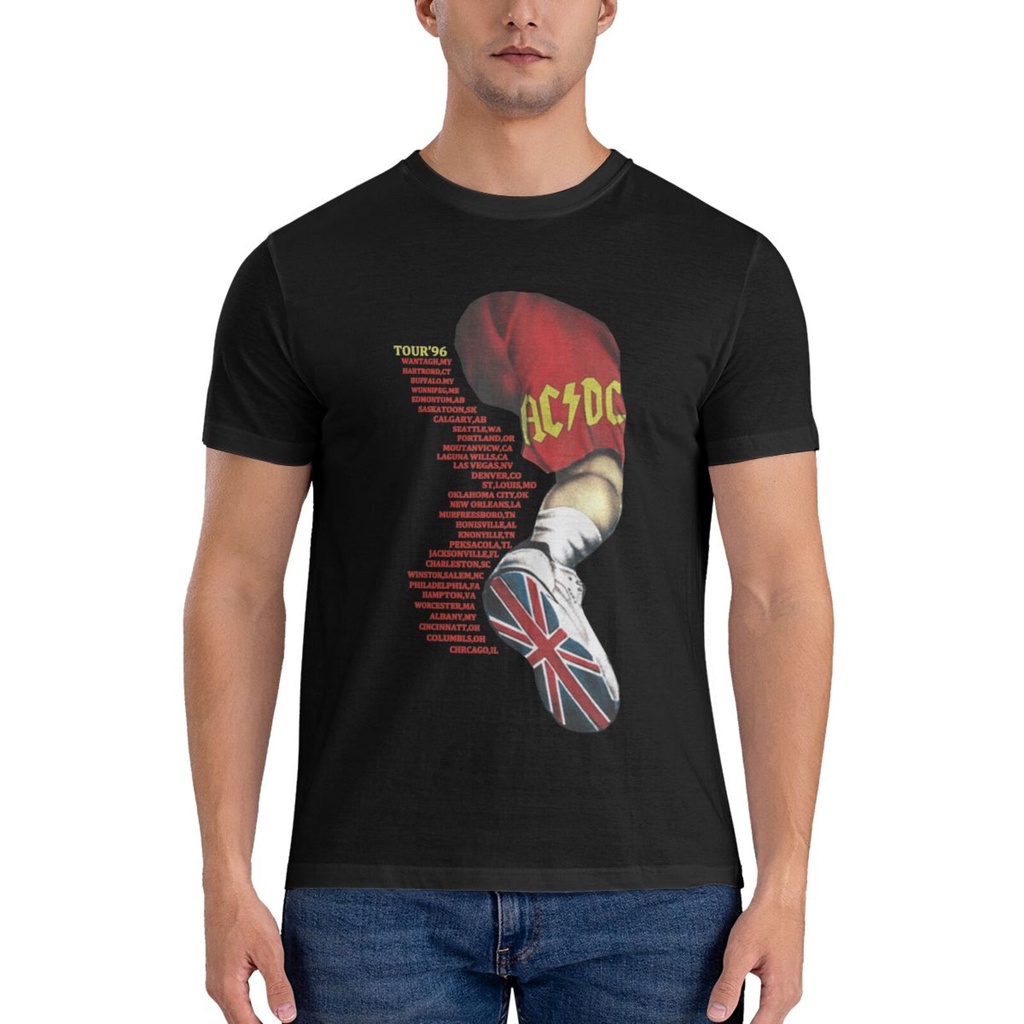 Acdc Ballbreaker Tour 1996 Concert Listings ขา Uk เท้าแฟชั่นผู้ชายเสื้อยืดผ้าฝ้าย 100% พิมพ์ที่กําหน