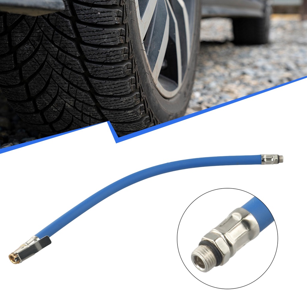 ⚡อันสคูล⚡Air Tyre Inflator Pressure Car Auto Tyre Hose Pump Gauge Hose Connector ยืดหยุ่น [คลังสินค้