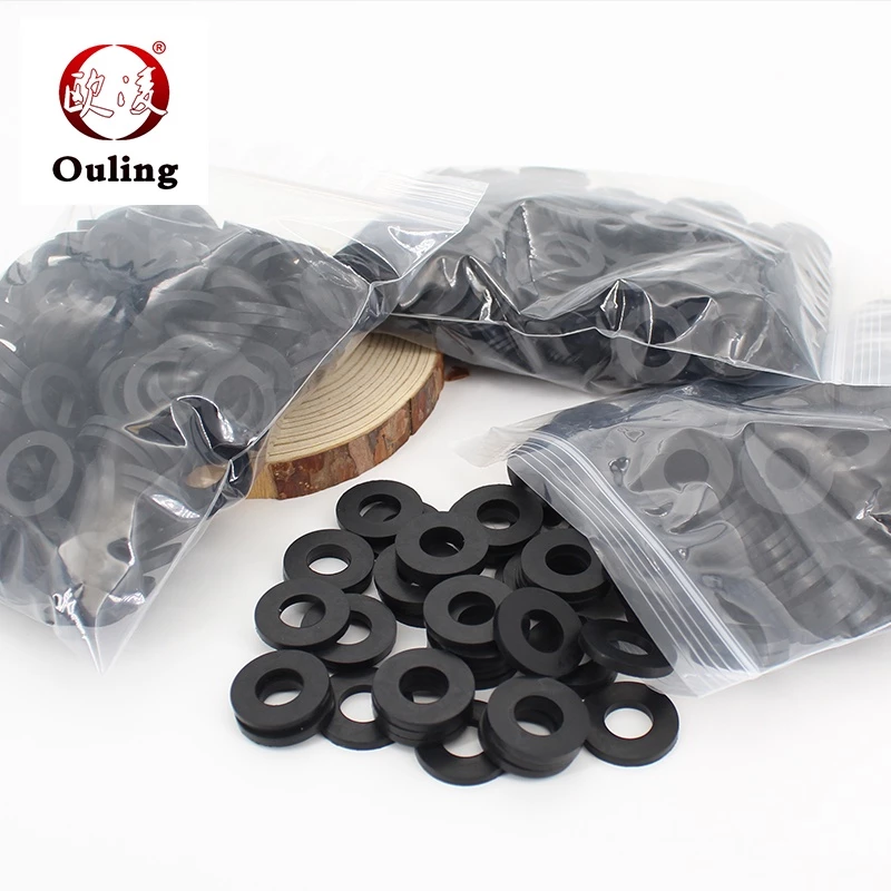 Ouling NBR H3mm แหวนรองปะเก็นแบน M4-M42 แหวนซีลยางไนไตรล์สีดํา