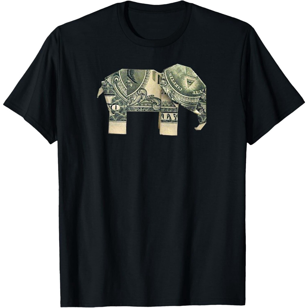 Elephant Dollar Bill Origami Tee เสื้อยืด Unisex