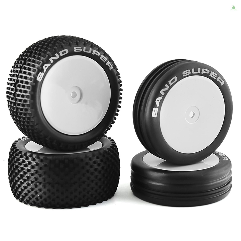 (ของเล่นร้อน) รีโมทคอนโทรลรถออฟโรดสีขาว 82 & 87 มม.ยาง 4 ชิ้นสําหรับ XRAY XB2 Serpent SRX2 SRX4 Trax