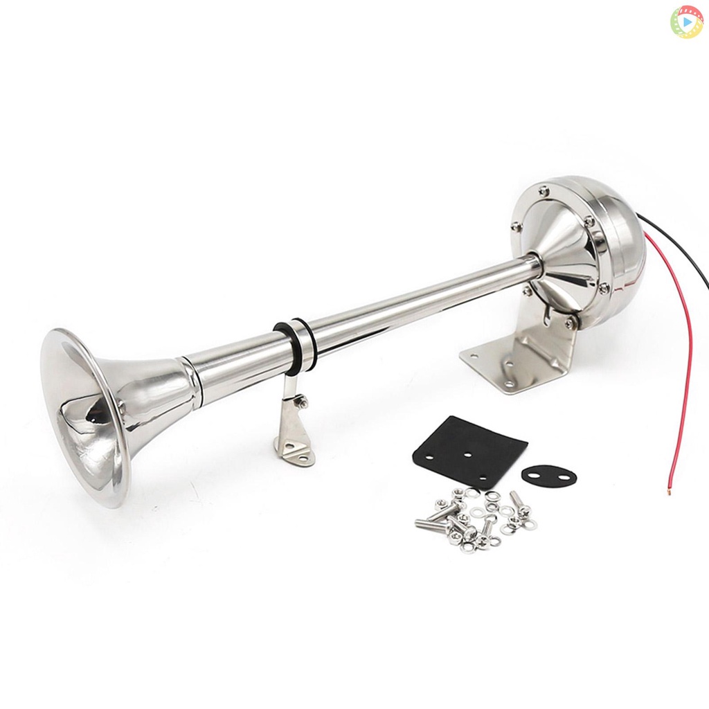 24v แตรทรัมเป็ตเดี่ยว Marine เรือ Air Horn 125dB แตรอากาศไฟฟ้าสําหรับรถบรรทุกเรือยอชท์รถบัส 24V ยานพาหนะ Moto-410