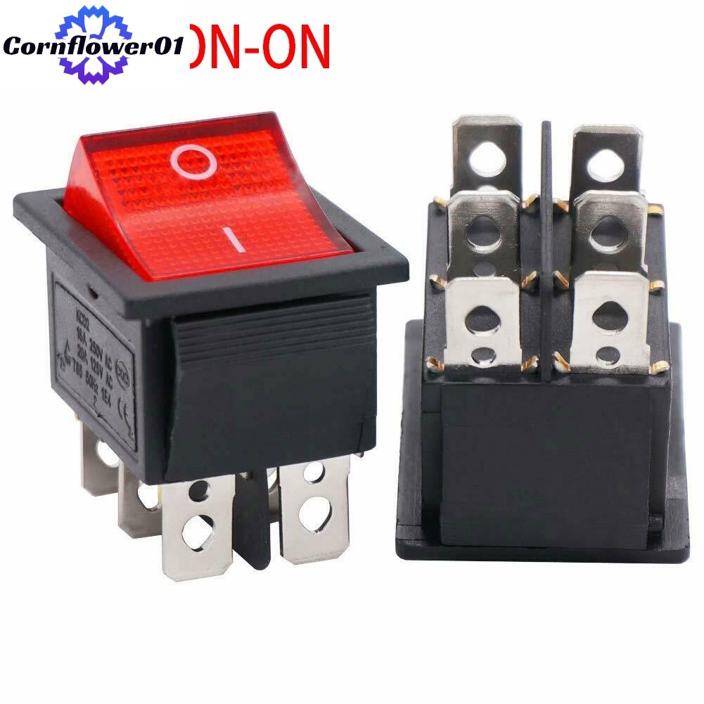 [COFW] สวิตช์โยกเปิด-ON DPDT พร้อมโคมไฟนีออนสีแดง KCD2 16A/250VAC