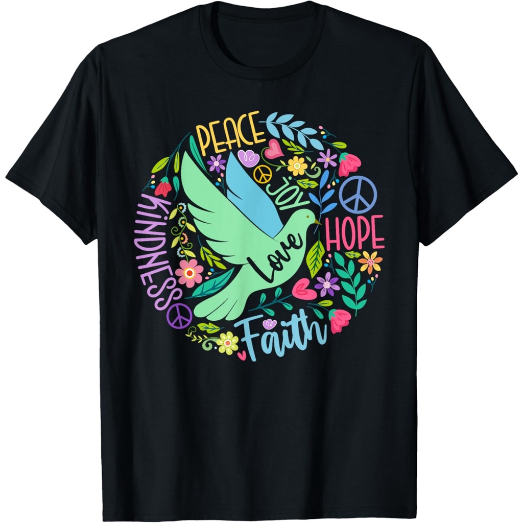 Groovy Hippie Peace Hope Love Peace Bird World Peace Day เสื้อยืด