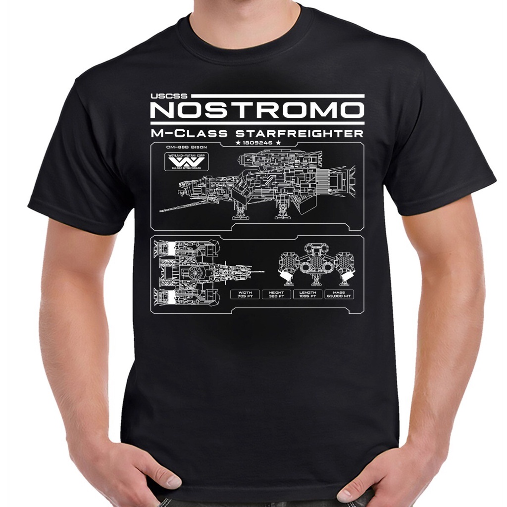 เสื้อผู้ชาย Alien Nostromo Schematic Wireframe ออกแบบโดดเด่นใหม่!