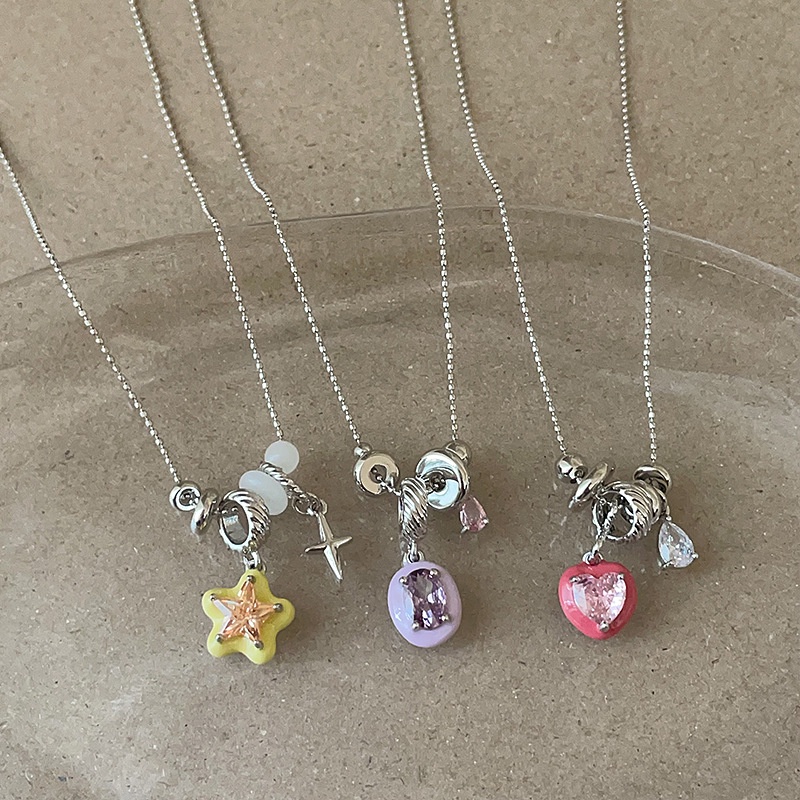 Water Drop Star Heart More จี้พู่ยาวสร้อยคอหญิงแฟชั่น