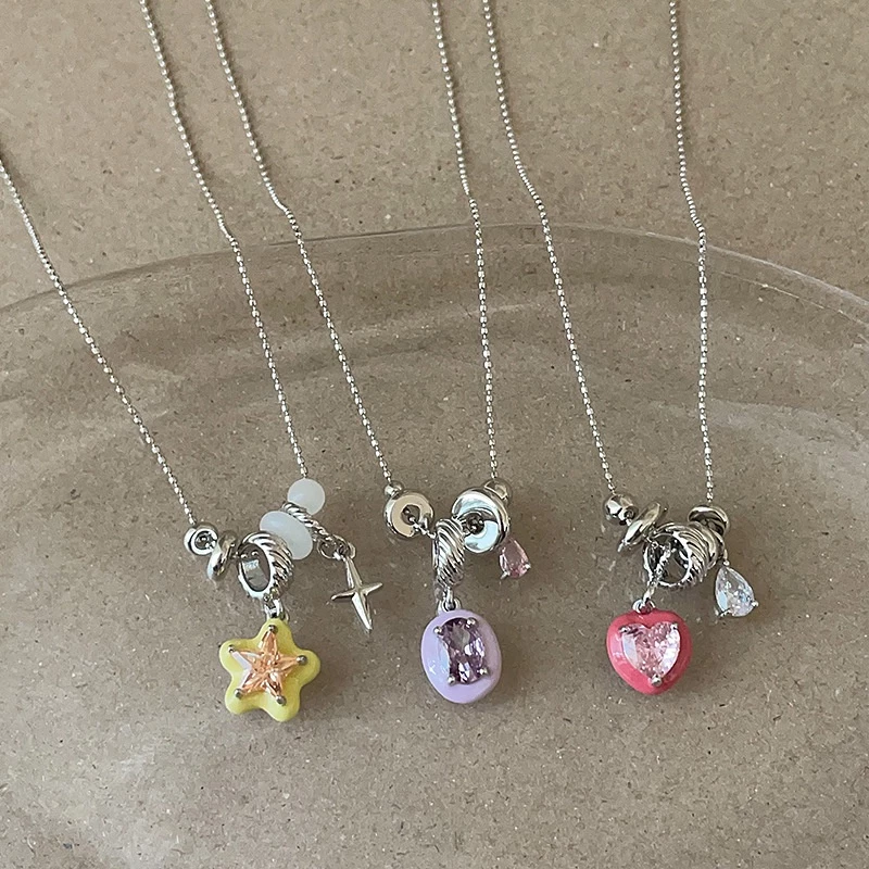 Water Drop Star Heart More จี้พู่ยาวสร้อยคอหญิงแฟชั่น