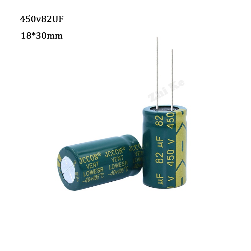 2pcs 450V 82UF 18 * 30 มม. ESR อลูมิเนียม Electrolyte Capacitor 82 uf 450 V ตัวเก็บประจุไฟฟ้าความถี่
