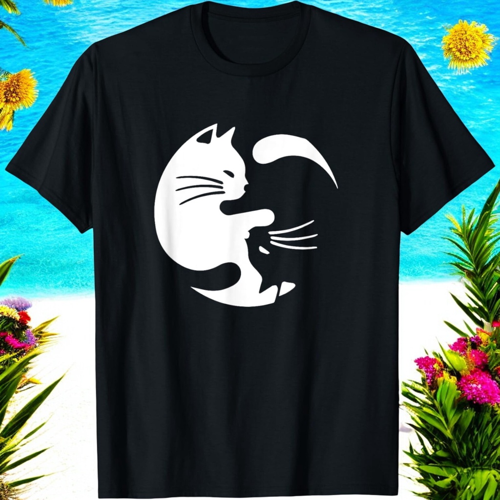 น่ารัก Yin & Yang Cats Yoga Peace Lover Cat Lover Graphic T Shirt