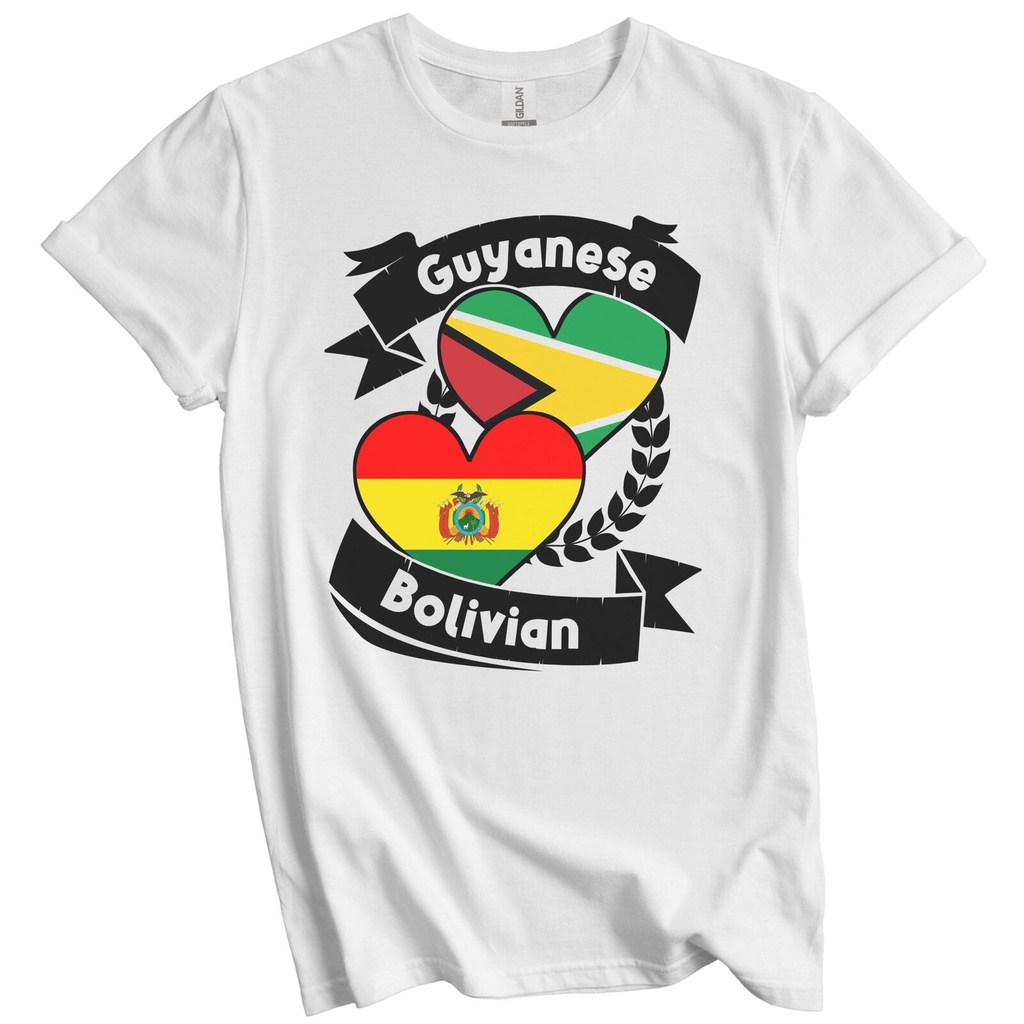 เสื้อยืด Guyainese Bolivian Heart Flags Guyana Bolivia