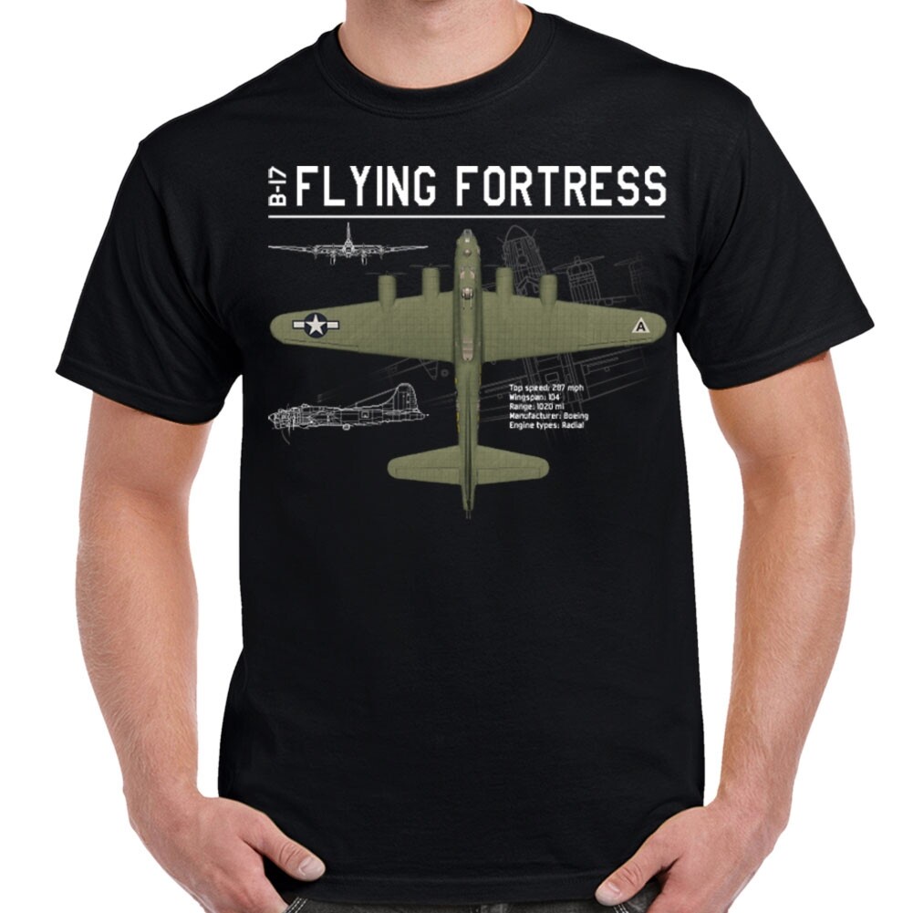 B-17 Flying Fortress สเกตเชมิก เสื้อยืดสำหรับผู้ชาย ยอดนิยมและโดดเด่น