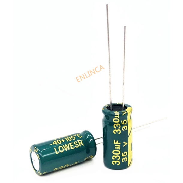 10 ชิ้น/ล็อต 35v 330uf 8*16 ตัวเก็บประจุไฟฟ้า 330uf 35v 20%