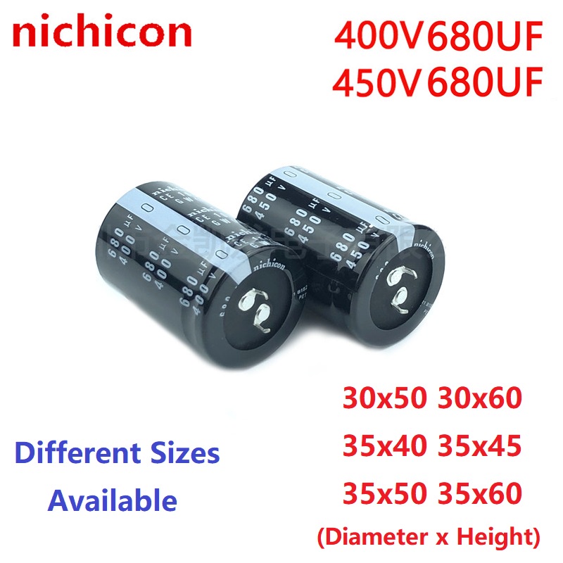 2 ชิ้น/ล็อต Nichicon 680uF 400V 680uF 450V 400v680uF 450V680uF 30x50/60 35x40/45/50/60 Snap-in PSU C