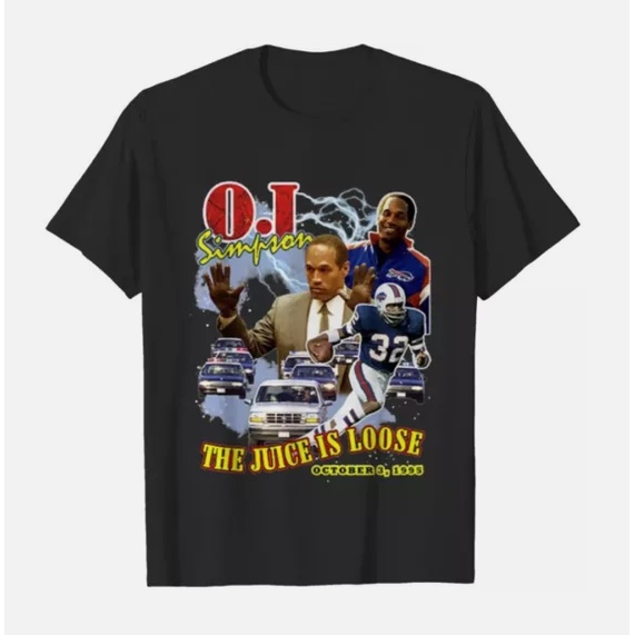 Tee แบบVintage OJ Simpson ตลก สไตล์เสื้อลายโอจ์ ซินปัน ขนาดหลวมใส่สบาย
