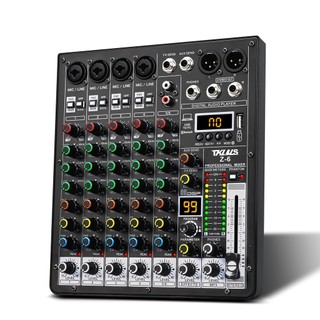 Mesa de som Z6 6 canais Com Mixer 99Efeitos alimentação Bluetooth PC 48v Mp3  USB 110V/220V