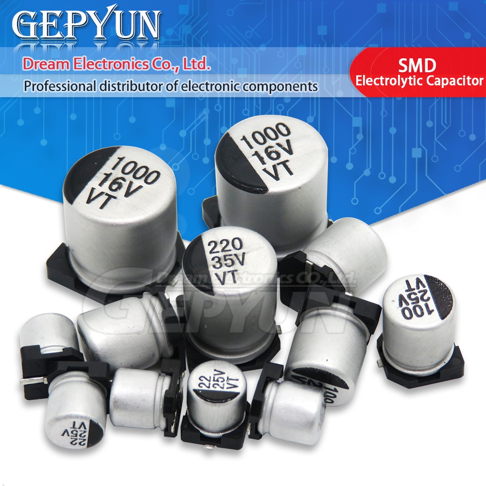 SMD Electrolytic Capacitor 2.5V 4V 6.3V 10V 16V 25V 50V 100V 1uF 2.2uF 4.7uF 10uF 33uF 47uF 100uF 22