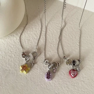 Water Drop Star Heart More จี้พู่ยาวสร้อยคอหญิงแฟชั่น