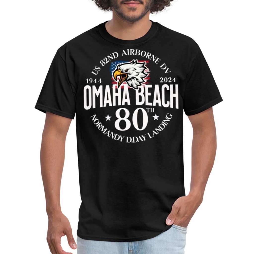 Us 82Nd Airborne Dv Omaha Beach 80Th Anniversary D-Day Mens T-Shirt