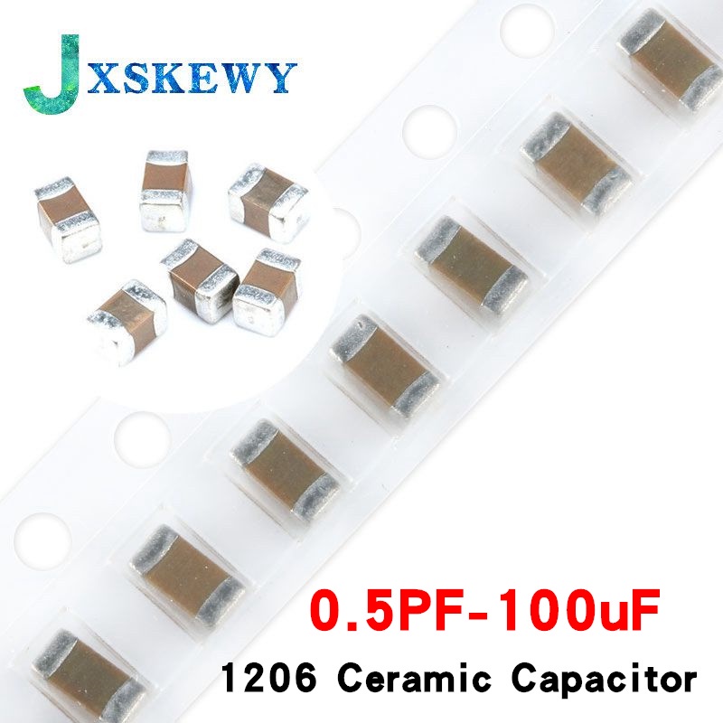 100pcs 1206 50V SMD ชิปหนา Multilayer ตัวเก็บประจุเซรามิค 10pF- 100UF 10NF 100NF 1UF 2.2UF 4.7UF 10U